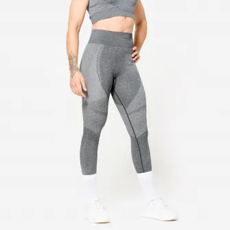 Decathlon Colanti 900 Fitness fara cusaturi cu talie inalta Gri Dama, XS