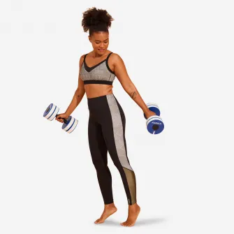 Decathlon Colanti MONICA LIA KAKI Aquagym Negru cu imprimeu kaki Dama, 46 (L31)