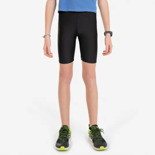 Decathlon Colanti scurti Alergare Kiprun Dry Negru Copii, 7-8 Ani