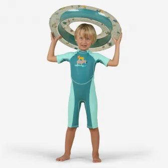 Decathlon Combinezon anti-UV Kloupi Verde Imprimeu Savana Copii, 18 luni