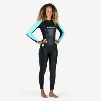 Decathlon Combinezon neopren inot in ape deschise OWS 100 2/2 Negru-Albastru Dama, 42