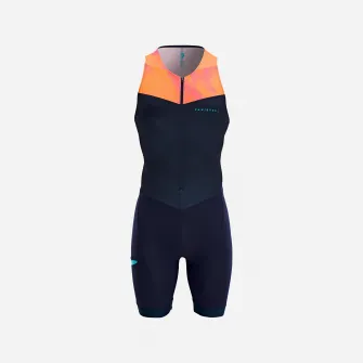 Decathlon COMBINEZON TRIATLON TRIFONCTION SD DISTANTA SCURTA NAVY-PORTOCALIU BARBATI, XL