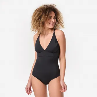 Decathlon Costum de baie intreg reglare dubla la spate BEA Negru Dama, 46