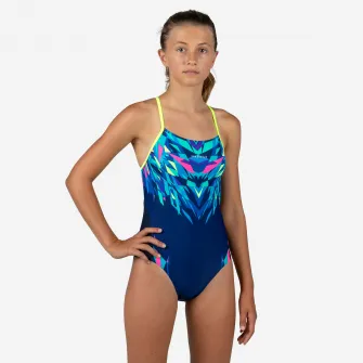 Decathlon Costum Intreg Inot Lexa Kali Albastru Fete, 10-11 Ani