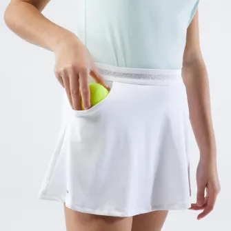 Decathlon Fusta Tenis TSK500 Alb Fete, 12-13 Ani