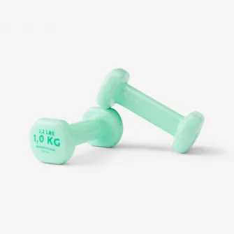 Decathlon Gantere Fitness 1 kg x 2 Verde, 1 kg