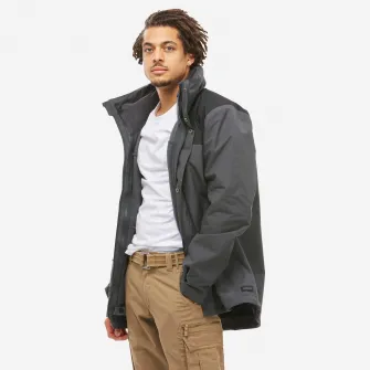Decathlon Geaca 3 in 1 Impermeabila Drumetie NH100 0C Gri Ba, XL