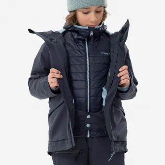 Decathlon Geaca impermeabila schi 3 in 1 FR900 Bleumarin Copii, 8 Ani