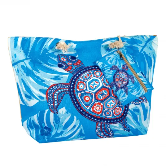 Decathlon Geanta plaja 59x40x20 cm Imprimeu Testoasa, Marime unica