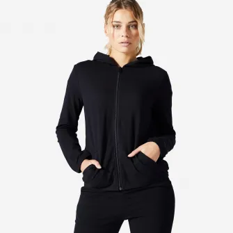 Decathlon Hanorac cu fermoar 100 Fitness Negru Dama, XS