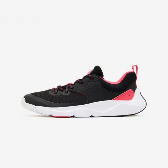Decathlon Incaltaminte lejera Ed. fizica sireturi Mixta Playful Fast Negru Roz Copii, 38