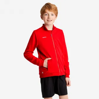 Decathlon Jacheta Fotbal Essential Rosu Copii, 4-5 Ani