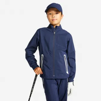 Decathlon Jacheta Impermeabila Golf RW500 Bleumarin Copii, 8-9 Ani