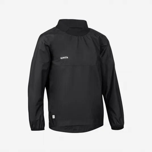 Decathlon Jacheta Impermeabila Protectie Vant Smocktop Rugby Negru Copii, 5-6 Ani