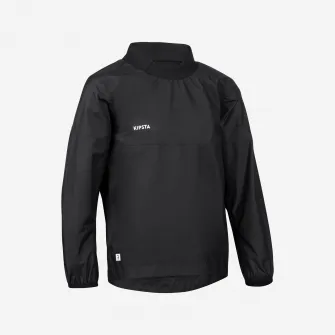 Decathlon Jacheta Impermeabila Protectie Vant Smocktop Rugby Negru Copii, 10-11 Ani