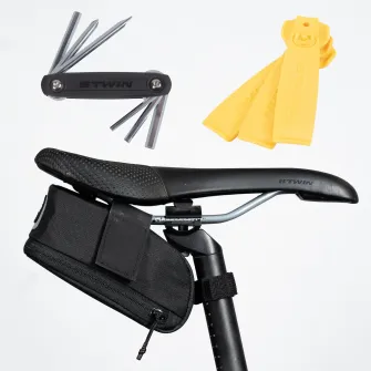 Decathlon Kit Geanta pentru sa Easy M 0.6 L + Multitool + 3 leviere Negru, Marime unica