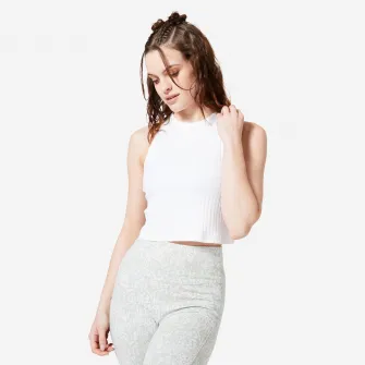 Decathlon Maiou 520 Fitness Crop top Alb Dama, 2XL
