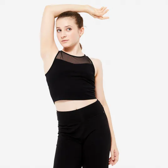 Decathlon Maiou bustiera integrata Dans modern Crop Top Negru Fete, 10-11 Ani