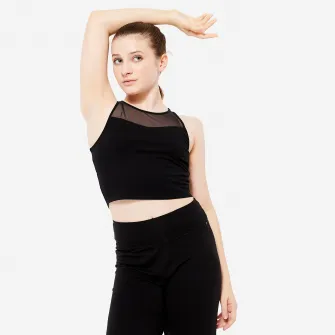 Decathlon Maiou bustiera integrata Dans modern Crop Top Negru Fete, 14-15 Ani