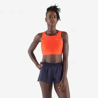 Decathlon Maiou Crop top lejer alergare KIPRUN Race crop 900 Light Rosu Meline ROLLIN Dama, 2XS