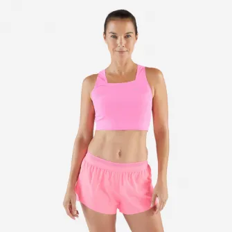 Decathlon Maiou Crop top lejer alergare KIPRUN Race crop 900 Light Roz Meline ROLLIN Dama, 2XS