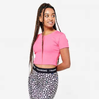 Decathlon Maiou reiat crop top 520 Fitness Roz Dama, XS