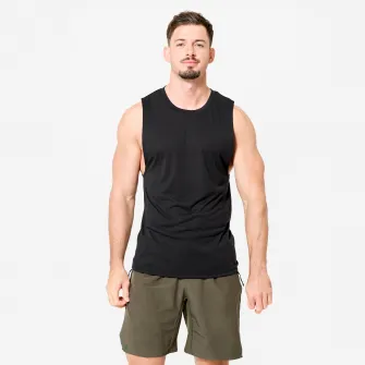 Decathlon Maiou respirant Slim de cross training Guler rotund Negru Barbati, M