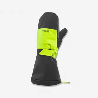 Decathlon Manusi impermeabile calduroase schi - 550 Negru-Galben Fluo Copii, 6 Ani