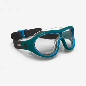 Decathlon Masca inot in piscina SWMDOW lentila transparenta, albastru-negru, marime unica, Marime unica