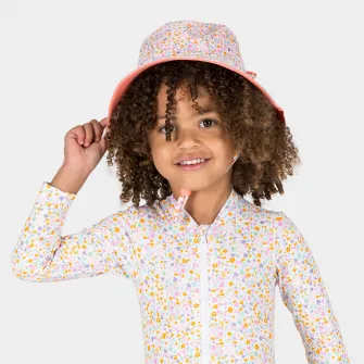 Decathlon Palarie reversibila anti UV Corai si printuri florale Bebelusi, 95-112 cm 3-5Y