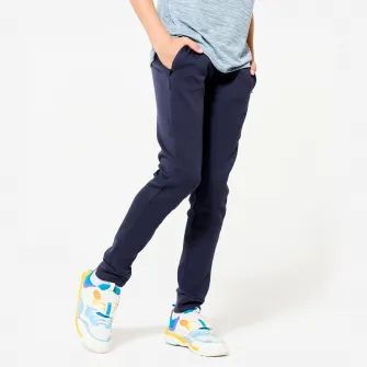 Decathlon Pantalon de trening bumbac Educatie fizica 900 Bleumarin Baieti, 10-11 Ani