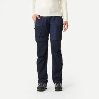 Decathlon Pantalon Modulabil 2 in 1 Trekking la Munte MT500 Albastru inchis Dama, 42 (L31)