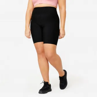 Decathlon Pantalon scurt 100 Fitness cu talie inalta Negru Dama, 5XL