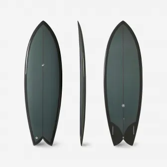 Decathlon Placa de surf fish 5'8 cu cutii Futures fara inotatoare Verde inchis, 5'8