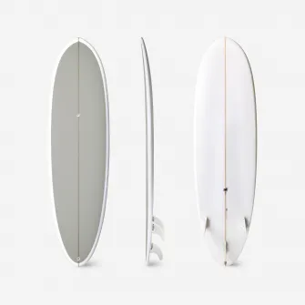 Decathlon Placa de surf hibrida din rasina 6'4 40L cu 3 inotatoare Kaki, 6'4