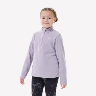Decathlon Polar cu fermoar scurt Drumetie la munte MH100 Mov deschis Fete 7-15 ani, 12-13 Ani