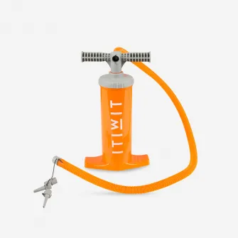 Decathlon Pompa manuala Caiac Presiune joasa 1-3 PSI Actiune dubla 2 X 1,4L Oranj, Marime unica