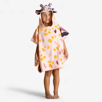 Decathlon Poncho de baie bumbac Imprimeu Girafa Alb-Roz Copii, 73-95 cm 1-3Y