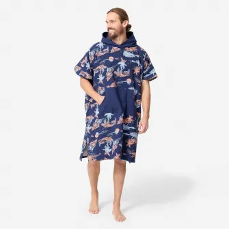 Decathlon Poncho surf 500 Stories Albastru Adulti peste 150 cm, Marime unica