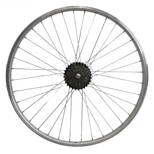 Decathlon Roata spate 26'' perete simplu franare V-BRAKE cu pinion si piulita Argintiu, 26''