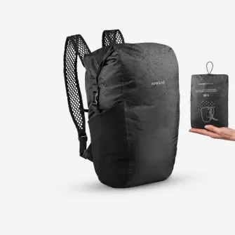 Decathlon Rucsac Pliabil Impermeabil Trekking Calatorie Travel Compact 20L Negru, Marime unica