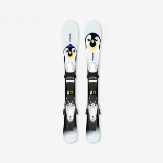 Decathlon Schiuri cu legaturi schi pe partie Boost 100 Imprimeu Pinguin Copii, 87cm