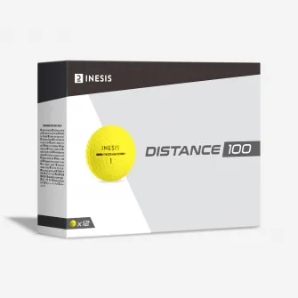 Decathlon Set 12 Mingi Golf DISTANCE 100 Galben, Marime unica