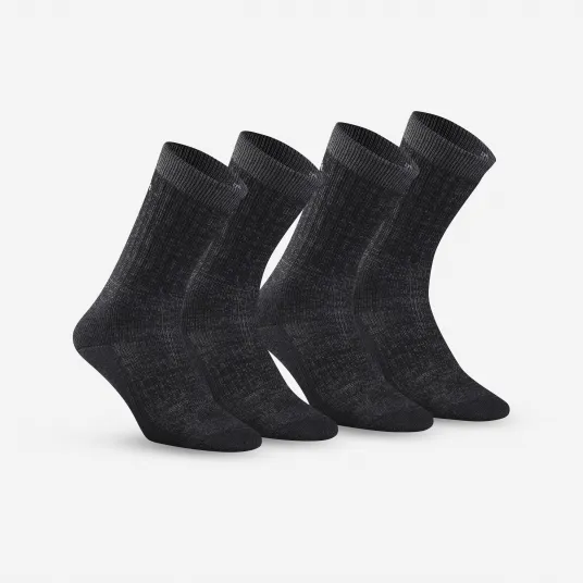 Decathlon Set 2 perechi sosete calduroase Mid Drumetie MH900 Negru, 35/38