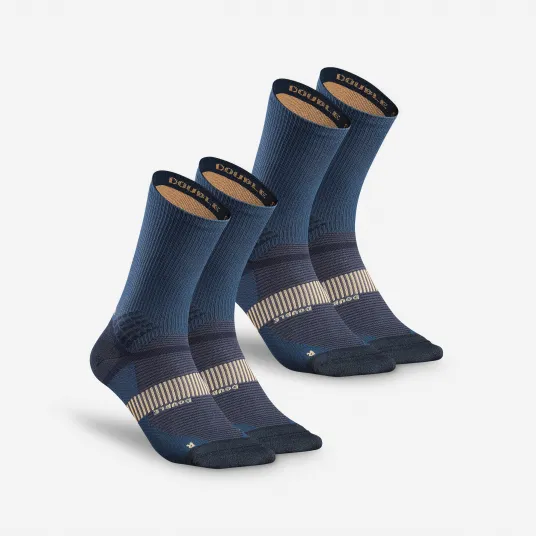 Decathlon Set 2 Perechi Sosete Lungi Drumetie la munte MH520 Albastru-Bleumarin Adulti, 39/42