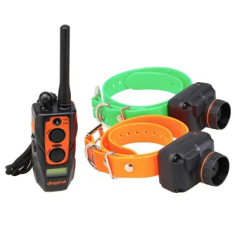 Decathlon Set 2 zgarzi + telecomanda dresare si reperare pentru caine DOGTRA 2602T&B, Marime unica