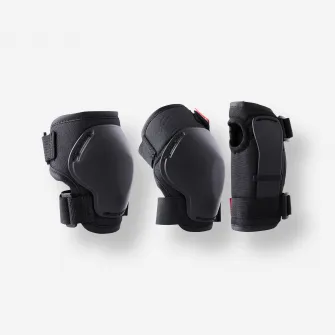Decathlon Set 3 perechi protectii P100 Role/Skateboard/Trotineta Negru Copii, 2XS