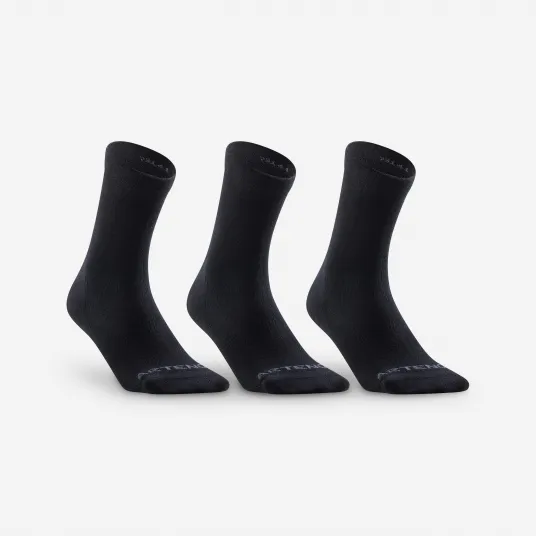 Decathlon Set 3 Perechi Sosete Lungi Tenis RS160 Negru Adulti, 43/46
