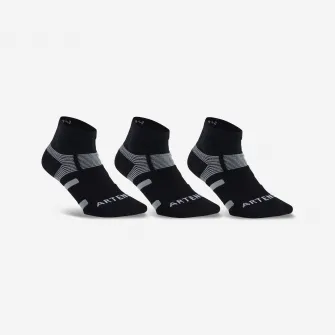 Decathlon Set 3 Perechi Sosete Mid Tenis RS560 Negru-Gri Adulti, 39/42