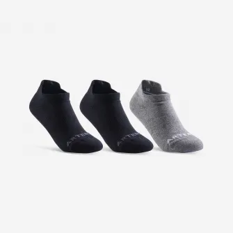 Decathlon Set 3 Perechi Sosete Scurte Tenis RS160 Negru-Gri Copii, 31/34